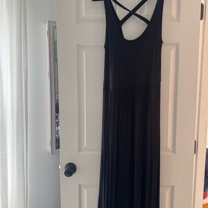 Maeve Black Sleeveless Cross-Back Maxi Dress